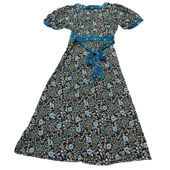 NWT LOFT Boho Patterned Dress w/ Puff Sleeves Cottagecore Size Small Paisley - Picture 3 of 14